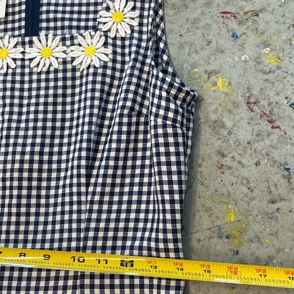 Vintage 90s Casual Corner Gingham Daisy Dress Cottagecore Picnic Sundress - Picture 3 of 3